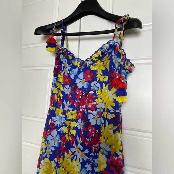 Lulus VACAY SERA SERA BLUE FLORAL MIDI DRESS NWT - Picture 3 of 8
